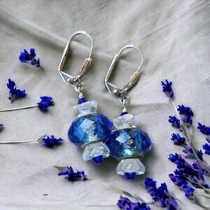 Blue Crystal Earrings with Czech and Swarovski Accents